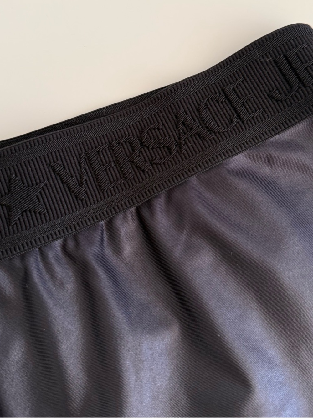 Versace Jeans Couture Black Satin Leggings w/Branded Waistband, Large, Authentic
